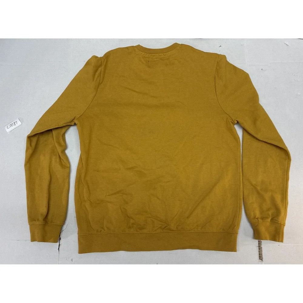 Blind Rooster Mens Mustard Yellow Embroidered Tiger Bamboo Crewneck Sweatshirt M